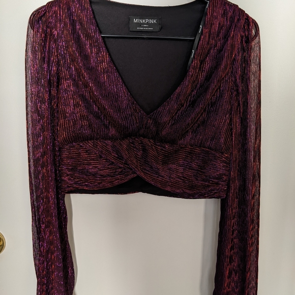 Mink Pink Purple Pink Shiny top - Picture 2 of 9